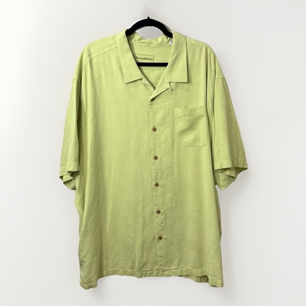 Tommy Bahama 100% Silk Camp Cabana Shirt Mens 3XB Green Miami Coastal *READ
